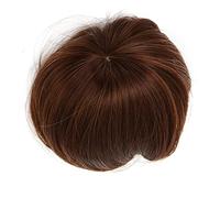 Fdit Pelo de Peluca de Muñeca, Reemplazo de Cabello Sintético Liso, Corto, Suave y Flexible con Flequillo y Cuero Cabelludo Realista para Muñecas (Marron oscuro)