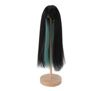 Fdit Peluca de Muñeca Larga y Rizada, Fibra Sintética de Alta Temperatura con Cuero Cabelludo Simulado para Cabeza de Muñeca de 1/4, Peluca Estilable de Dos (verde negro)