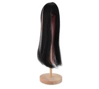 Fdit Peluca de Muñeca Larga y Rizada, Fibra Sintética de Alta Temperatura con Cuero Cabelludo Simulado para Cabeza de Muñeca de 1/4, Peluca Estilable de Dos (negro rosa)