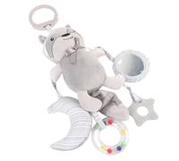 Fdit Peluche de Juguete con Clamp/Holder de Animal Gris Suave para Cochecito de bebé, Juguete Sonajero Infantil Fácil de Colgar para Jugar Alegremente en Cualquier Lugar