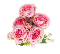 Fdit Peonías de Imitación, Peonías Artificiales Atractivas Decorativas 2 Racimos para el Hogar (Rosa)