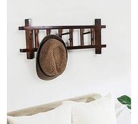Fdit Perchero de bambú Montado en la Pared con 6 Ganchos, Estante Colgante Giratorio de 360 grados, Capacidad de Carga de 55 Libras para Dormitorio, Pasillo, Entrada, Organizador (Café)