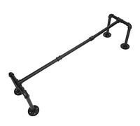 Fdit Perchero Industrial para Ropa, Montado en la Pared, Resistente, Capacidad de 132 Lb, 106 X 26 Cm, Barra para Ropa de Tubo de Hierro Negro para Cuarto de Lavado, Armario de