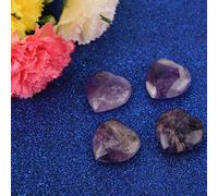 Fdit Piedra de Corazón de Cristal Natural, Paquete de 4 Piedras Preciosas Naturales, Corazón de Piedra Curativa Natural, Pulida Suave con Color Brillante para Decoración del Hogar, (Violeta)
