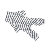 Fdit Pijamas para Perros a Rayas, Ropa de Dormir para Mascotas de Poliéster Suave con Cuello Alto y Puños Elásticos para Perros Pequeños, Actividades en Interiores y Exteriores (M)