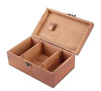 Fdit Pintura multifunción Silkprint caja de costura de madera vintage clásica funda de madera de pino con aguja para hilo, herramienta para coser de punto DIY (caja vacía de la torre de hierro)