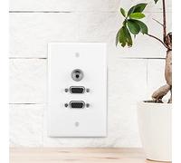 Fdit Placa de Pared de 2 Puertos VGA con Conector Hembra de 3,5 Mm para una Fácil Configuración de Cine en Casa, Material ABS Duradero, Tamaño Compacto de 4,5 X 2,8 Pulgadas, Perfecto para Hoteles