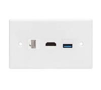 Fdit Placa de Pared/Toma de Pared con 3 Puertos (CAT6, USB 3.0) para Instalaciones en Cine en Casa, Oficinas y Hoteles