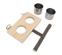 Fdit Plataforma Alimentadora de Jaula, Cuenco de Madera para Comida, Tazas de Acero Inoxidable, Enriquece el Tiempo de Juego, para Periquitos, Incluye 11 Componentes