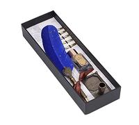 Fdit Pluma de Caligrafía, Exquisita Pluma de Elegante Retro Tallada con Punta Plana de 1-5 Mm y Punta de Repuesto, para Práctica de Caligrafía Italiana Gótica, Regalo para (azul oscuro)