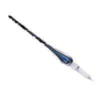 Fdit Pluma de Inmersión de Vidrio, Pluma Estilográfica con Patrón de Cielo Estrellado con Tinta y Portalápices, para Colección de Regalos de Firma de Escritura de Caligrafía (lago azul)