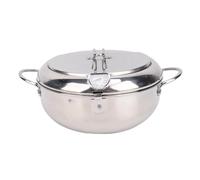 Fdit Pot de Freidora Profunda de Acero Inoxidable 3.2L Contratación de Oído Doble con Termómetro para Papas Fritas Adecuadas para Estufa Eléctrica y Estufa de Cerámica
