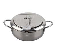 Fdit Pot de Freír de Acero Inoxidable de Estilo Japonesa Compatible con el Estilo Inoxidable con Termómetro y Rejilla de Alambre Desmontable, Perfecta para Cocineros Caseros - 24 Cm, 3.2L (S Tamaño