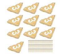 Fdit Protectores de Esquinas de Latón, 10 Juegos de Protectores de Esquinas de Metal Vintage con Clavos para Decoración de Bordes de Muebles de Cajas de Madera y Decoración del Hogar