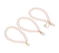 Fdit Pulsera de Perlas, Hebra de Perlas de Agua Dulce Brillantes con Colgante de 3 Estilos, Hebilla de Metal Fuerte para Bolsa de Llavero de Caja de Teléfono Móvil (Color de la cáscara de huevo H3)