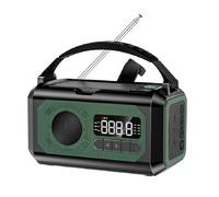 Fdit Radio Meteorológica de Emergencia de 12000 MAh, Portátil, Solar, Manivela con Linterna, Lámpara de Lectura LED, Negro, Rojo, Verde, Naranja, Verde Oscuro