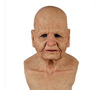 Fdit Realistic Old Man Ladex Mask, Bald Horror Face Cover with Mobable Jaw para Halloween Party, Cosplay & Scary Costume Events (Colores variados #48)