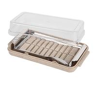 Fdit Recipiente Cortador de Mantequilla de Acero Inoxidable, Caja de Almacenamiento de Mantequilla de Plástico con Cubierta Transparente para Cocina, (Caja para cortar (fondo de trigo)