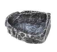 Fdit Recipiente de Agua para Reptiles de Piedra Natural y Resina, Cuenco de Comida con Diseño Cóncavo para Dragón Barbudo, Gecko Leopardo y Serpiente de Maíz (Cuenca Cuadrada)