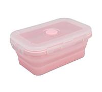 Fdit Recipiente de Comida Plegable, Caja de Almuerzo de Silicona Antideslizante Segura para Microondas para Oficinas (Rosa)