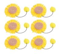Fdit Reemplazo de Teaser para Gatos, 6 Piezas de Juguete de Varita de Girasol para Gatos con Pompón, Accesorio de Juguete Interactivo para Mascotas de Poliéster para Juegos en (Yellow)