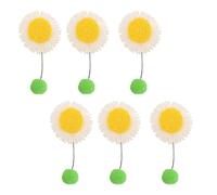 Fdit Reemplazo de Teaser para Gatos, 6 Piezas de Juguete de Varita de Girasol para Gatos con Pompón, Accesorio de Juguete Interactivo para Mascotas de Poliéster para Juegos en (White)