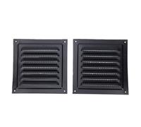 Fdit Rejilla de Ventilación Duradera de Aluminio para ático, para Garaje y Cobertizo, 200x200mm, 2 uds. (Estilo de rejilla negra de malla.)