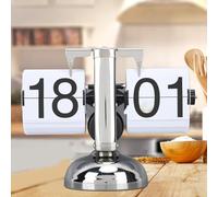 Fdit Reloj Abatible Digital Retro, Diseño Elegante, Reloj de Escritorio Mecánico con Tapa para Decoración de Hogar y Oficina, Acero Inoxidable 304, 16cm de Altura