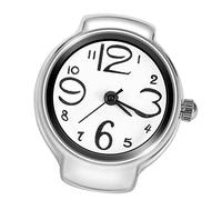 Fdit Reloj con Anillo Redondo para Dedo, Reloj de Cuarzo único a la Moda en 8 Colores para Amantes de los Regalos de Fiesta, Amigos, Familia, Aleación de Acero Inoxidable (White)