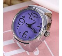 Fdit Reloj con Anillo Redondo para Dedo, Reloj de Cuarzo único a la Moda en 8 Colores para Amantes de los Regalos de Fiesta, Amigos, Familia, Aleación de Acero Inoxidable (Purple)