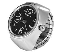 Fdit Reloj con Anillo Redondo para Dedo, Reloj de Cuarzo único a la Moda en 8 Colores para Amantes de los Regalos de Fiesta, Amigos, Familia, Aleación de Acero Inoxidable (Black)