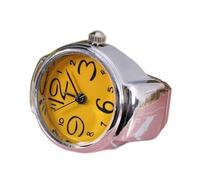 Fdit Reloj con Anillo Redondo para Dedo, Reloj de Cuarzo único a la Moda en 8 Colores para Amantes de los Regalos de Fiesta, Amigos, Familia, Aleación de Acero Inoxidable (Yellow)