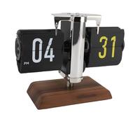 Fdit Reloj de Escritorio con Tapa Automática, Pantalla Digital de Gran Número de Estilo Retro para café en Casa, 12 Horas, 7,87x6,30 Pulgadas (Acero Inoxidable)