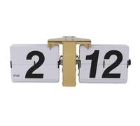 Fdit Reloj de Flip Automático, Pantalla Retro de Reloj Retro de Flip Mecánico Vintage con Base de Acero Inoxidable 304 para la Decoración de la Oficina de la Sala de Estar (Gold)