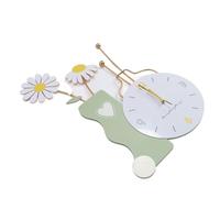Fdit Reloj de Pared Reloj Decorativo de Flores de Lujo para Sala de Estar Elegancia 20,87 Pulgadas Hierro Acrílico Cremoso