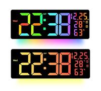 Fdit Reloj de Pared RGB de Gran Tamaño, Reloj Despertador Multifuncional Que Cambia de Color para Decoración para Sala de Estar, ABS