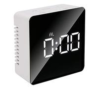 Fdit Reloj Despertador Digital con Espejo LED y Pantalla Grande de 12/24 Horas para Dormitorio, Oficina, Sala de Estar