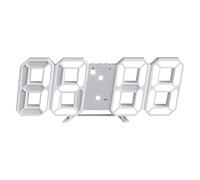 Fdit Reloj Despertador Digital LED 3D Diseño único Luz Nocturna Regulable para Dormitorio Oficina Hogar Blanco 21,5x4,5x9,8 Cm