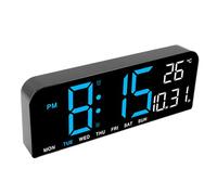 Fdit Reloj Despertador Digital LED con Pantalla de Temperatura, Reloj de Escritorio Electrónico para el Hogar, Dormitorio, Oficina, Pantalla de 12 24 Horas, Brillo Ajustable (Blue)