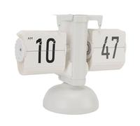 Fdit Reloj Mecánico con Tapa, Diseño Retro, Pantalla Automática para Sala de Estar, Dormitorio, Oficina, PVC de 200x165x100mm (Texto Negro Rojo Versión Completamente Blanca)