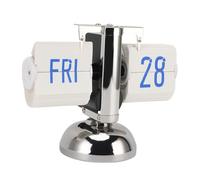 Fdit Reloj Mecánico con Tapa, Diseño Retro, Pantalla Automática para Sala de Estar, Dormitorio, Oficina, PVC de 200x165x100mm (Versión de Acero Inoxidable con Texto Negro y)