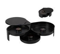 Fdit Rimmer de Vidrio para Barra de 3 Niveles, Caja de Condimentos para Cóctel Negra con Apertura Giratoria, Herramienta de Barman para Decoración de Bar