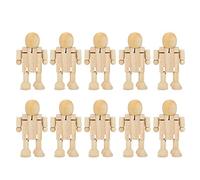 Fdit Robot de Madera, 10PCS Robot de Madera inacabado Rompecabezas de Madera Kit de artesanía de construcción Figuras de Madera para Figuras de Bricolaje Artesanías de Pintura (4.3x2.6x1.6in)