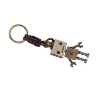 Fdit Robot Hecho a Mano Llavero Lindo Ye Faux Strep Key Anillo Región de Decoración, Anillo de Llave Colgante de Estilo Punk para Fiesta de Navidad, Bronce Fino Terminado
