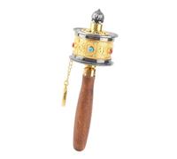 Fdit Rueda de Oración Tibetana de Mano Rueda de Oración Budista Mani Aleación Seis Palabras Mantra Manivela Tallada con Exquisita Artesanía para Regalo de Colección Ritual (GOLD)