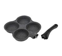 Fdit Sartén de Aluminio Antiadherente, Sartén para Huevos con Tortilla de Panqueques de 4 Orificios con Ergonómico Antiescaldado, para Estufa Eléctrica de Cerámica para Cocinar en