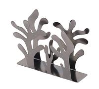 Fdit Servilletero de Acero Inoxidable, Dispensador de Servilletas de Metal con Patrón de con Base Antideslizante, Decoración de Mesa de Comedor de Cocina, Soporte Vertical para (Plata Negro)