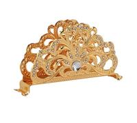 Fdit Servilletero de Metal Dorado Antiguo con Diamantes de Imitación, Dispensador de Servilletas de Aleación de Zinc Duradero para Restaurante, Hogar, Cocina, Organizador de Mesa (estilo 1)