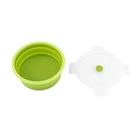 Fdit Silicone Box Contenedor de almuerzo plegable 800ml Caja de almacenamiento redonda de cuenco de comida para oficina escolar camping al aire libre (Verde)