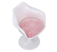 Fdit Silla de Oficina para Casa de Muñecas, Muebles en Miniatura a Escala 1:6, Silla Giratoria ABS Blanca y Rosa con Pies Redondos para Decoración y Exhibición de Casa de Muñecas (con reposabrazos)